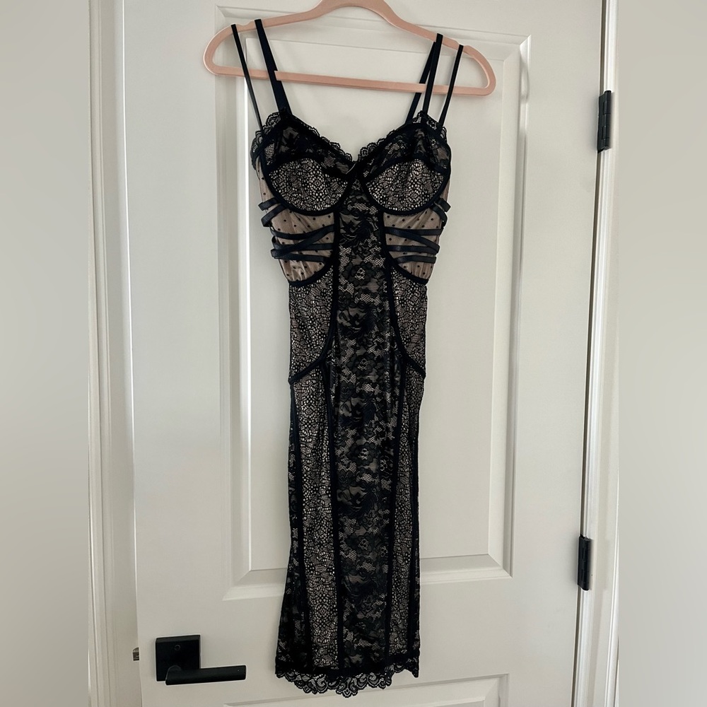 Little black lace dress.